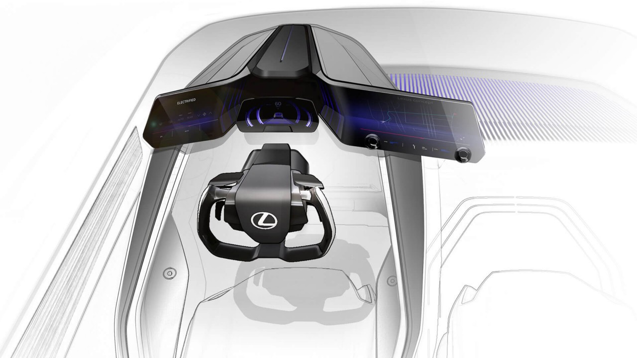 Detailed sketch of the Lexus LF-Z Electrified concept cars drivers seat 